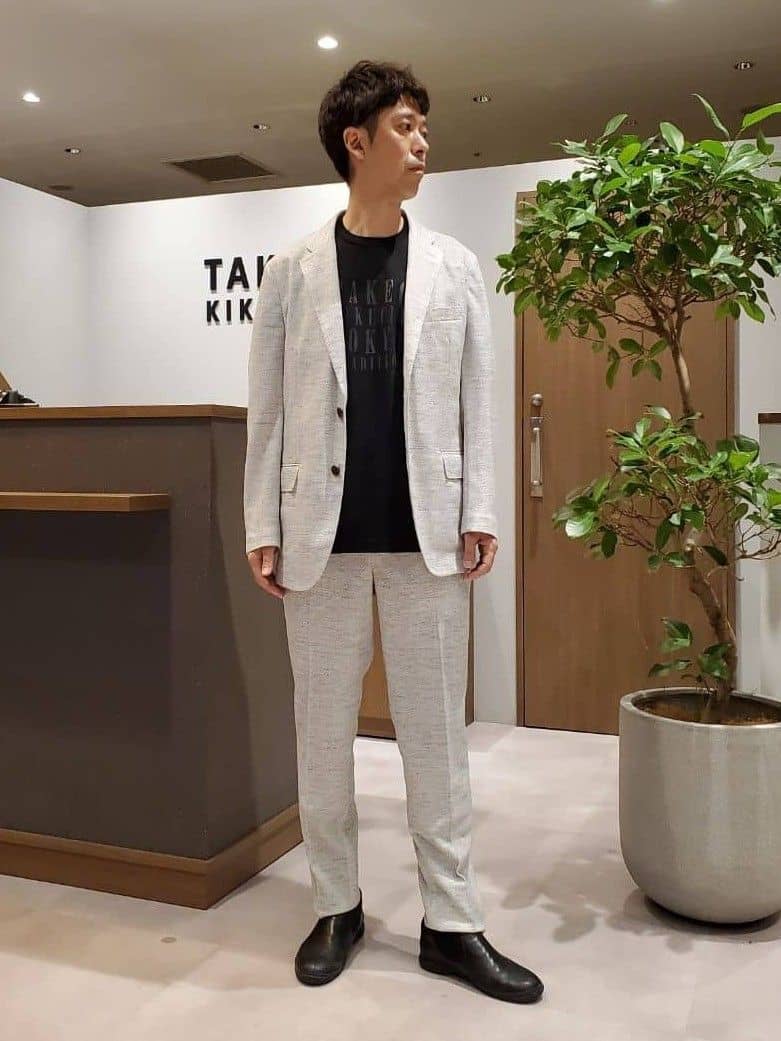 ishidaさんの「TAKEO KIKUCHI｜【尾州織】リネンブレンド メッシュ ジャケット」を使ったコーディネート