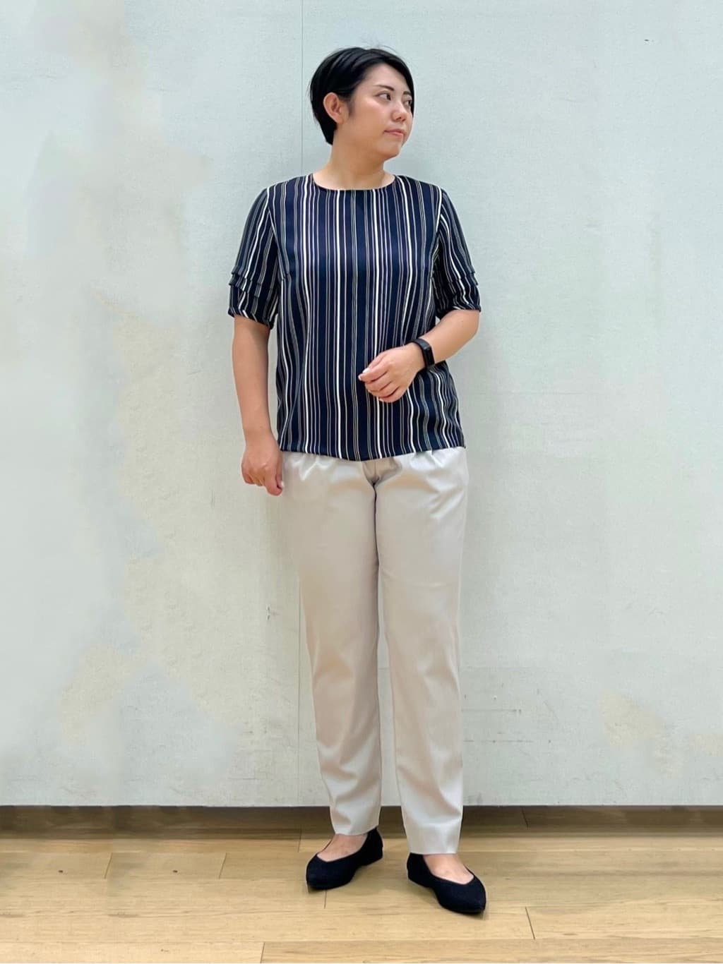 shimaさんの「INDIVI｜【洗える/UVケア/エコ/日本製】ストレッチノーカラージャケット」を使ったコーディネート