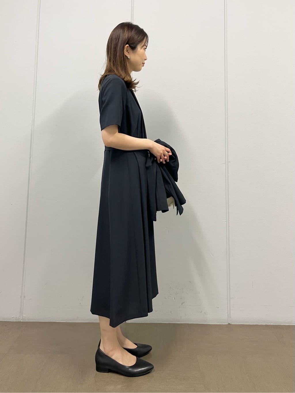 shokoさんの「INDIVI｜【定番スーツ／UVケア／洗える】ウール調ノーカラージャケット」を使ったコーディネート