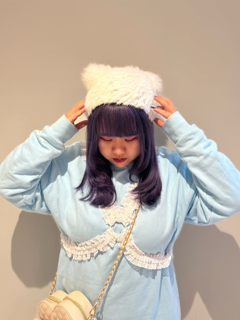 sayakaさんの「ESPERANZA｜ロングファーくまみみニット帽」を使ったコーディネート