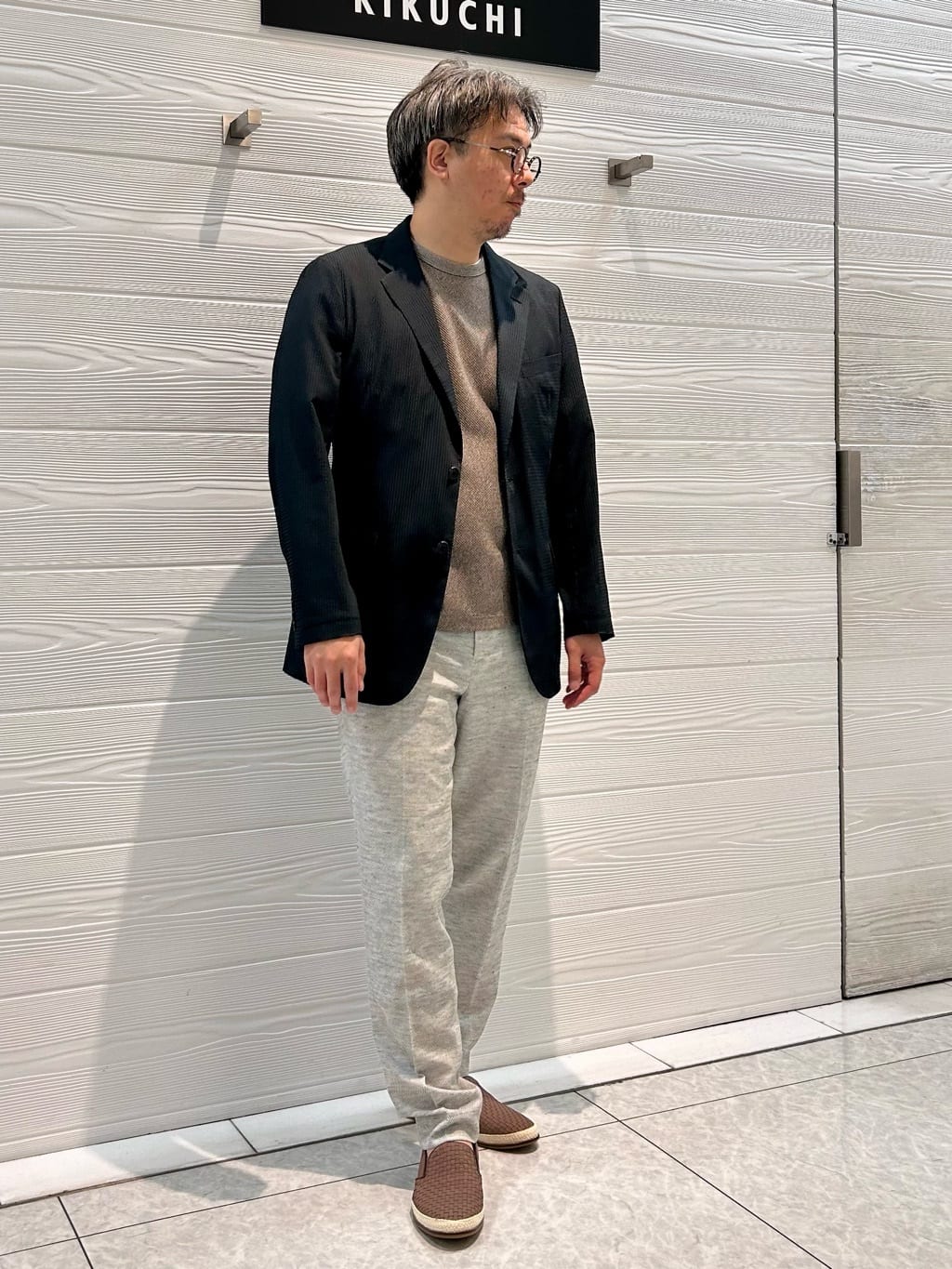 すーさんの「TAKEO KIKUCHI｜【尾州織】リネンブレンド メッシュパンツ」を使ったコーディネート