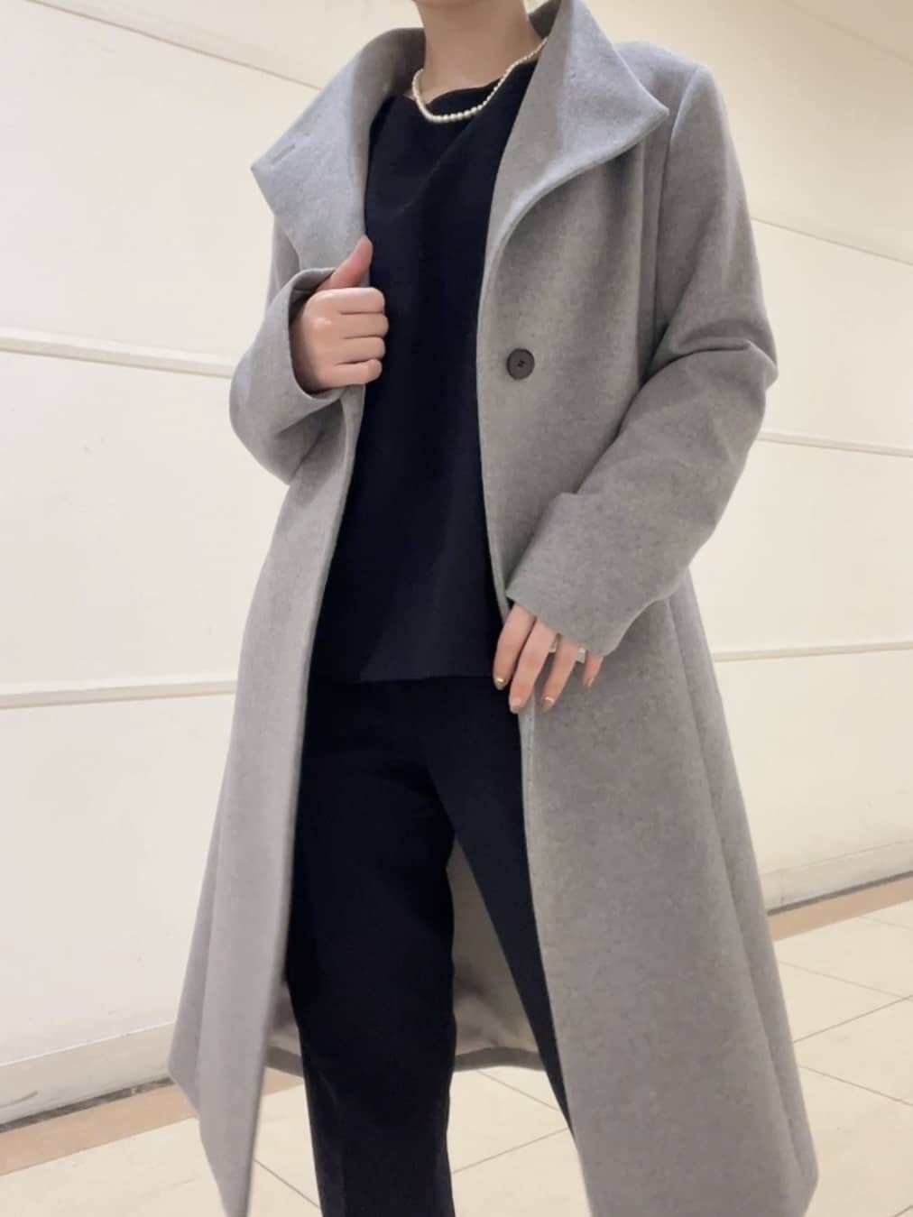 watanabeさんの「UNTITLED｜【日本製／2WAY衿】スタンドカラー ロングコート」を使ったコーディネート