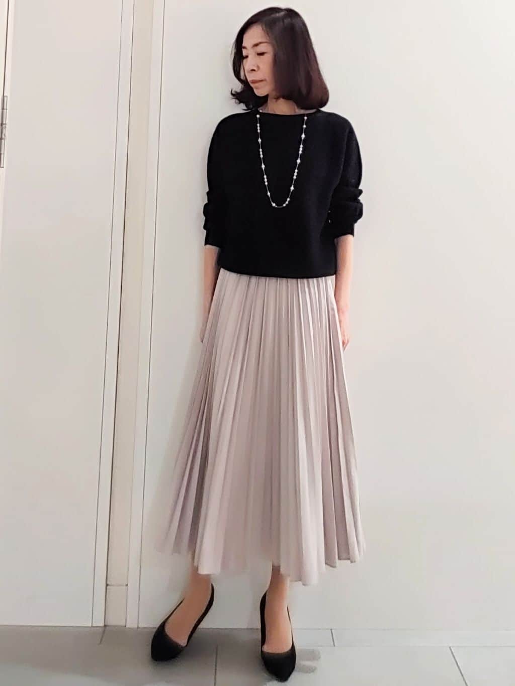 tocoさんの「COUP DE CHANCE｜【日本製】ロングフェイクパールネックレス3」を使ったコーディネート
