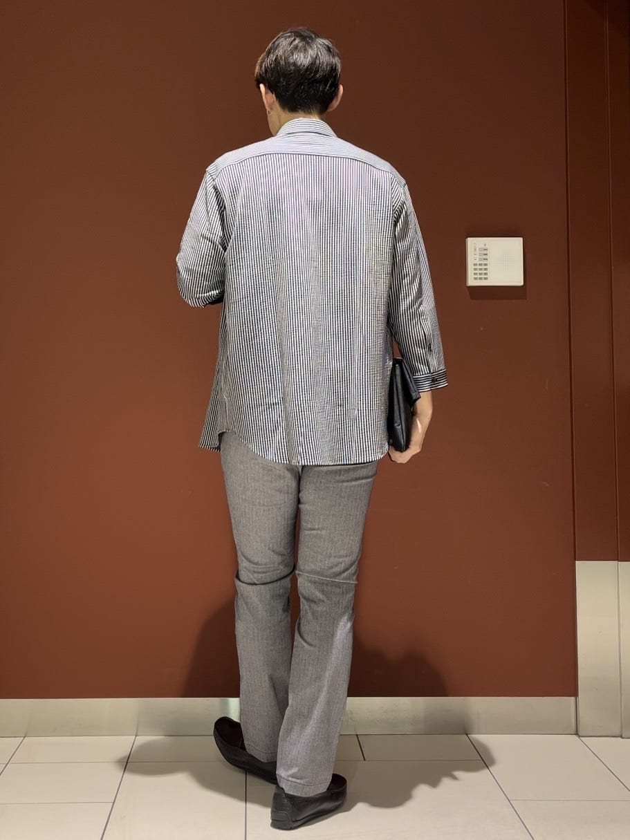 ジュンさんの「TAKEO KIKUCHI｜【Made in JAPAN】播州織 ヘリンボン ストレート パンツ」を使ったコーディネート
