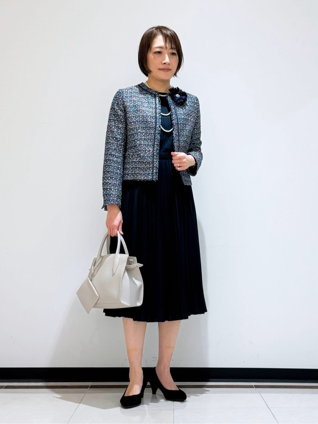 mikaさんの「INDIVI｜【マルチWAY】3点セットパール調ネックレス」を使ったコーディネート