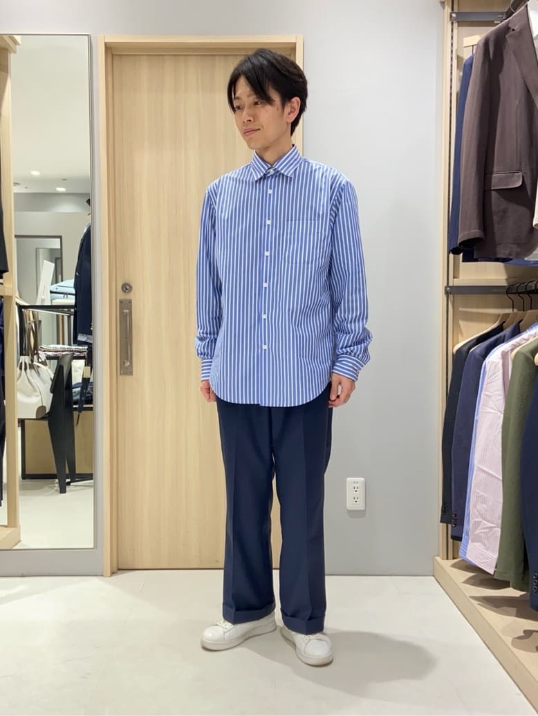 わいずみさんの「TAKEO KIKUCHI｜【Three by Three】シャイニーシャークピンヘッド ベスト / 3ピース対応」を使ったコーディネート