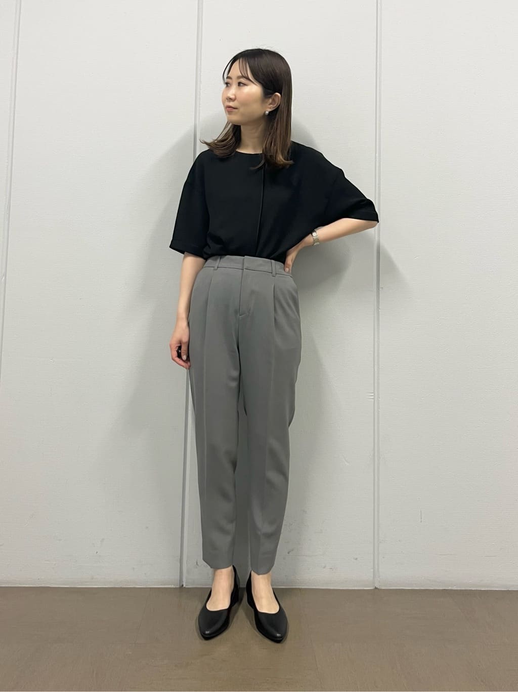 shokoさんの「INDIVI｜【定番スーツ／UVケア／洗える】ウール調ノーカラージャケット」を使ったコーディネート