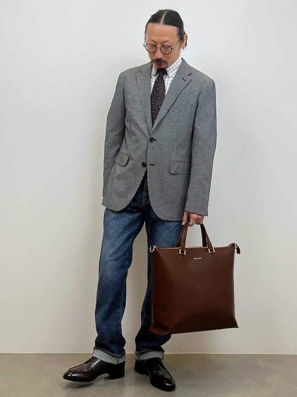 川口(髭長髪)さんの「TAKEO KIKUCHI｜日本製 Uチップ ドレスシューズ」を使ったコーディネート