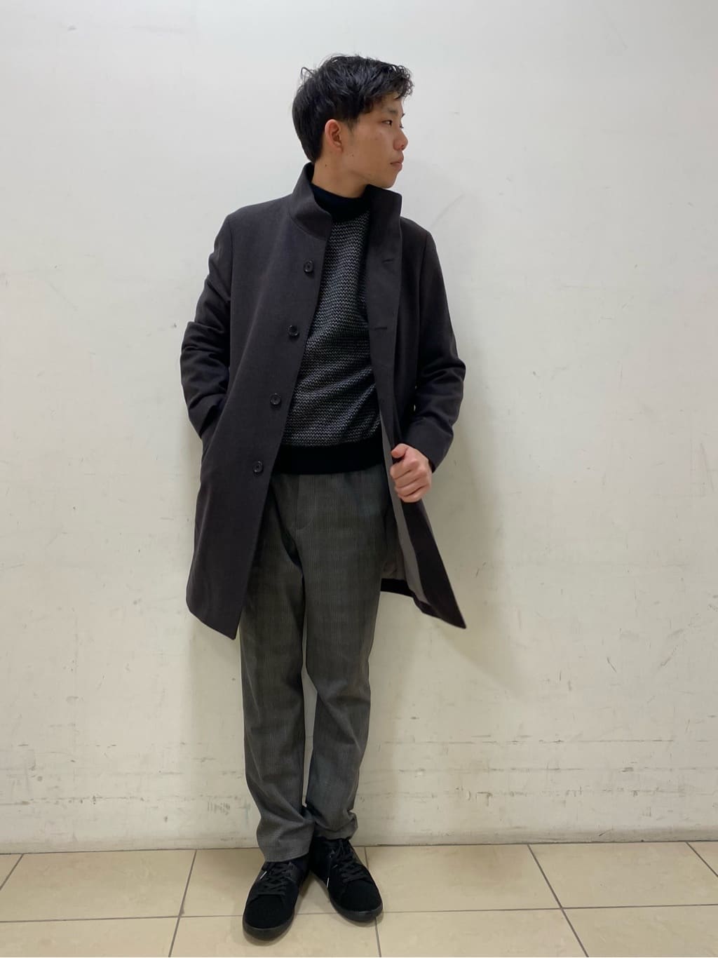 shoumaさんの「TAKEO KIKUCHI｜【ウールカシミヤブレンド】ビーバー調 スタンドカラー コート」を使ったコーディネート