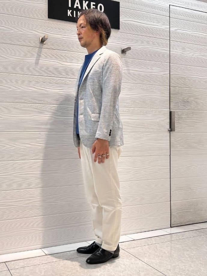 井出恭輔さんの「TAKEO KIKUCHI｜【尾州織】リネンブレンド メッシュ ジャケット」を使ったコーディネート