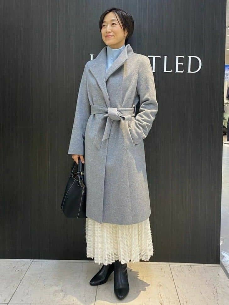Mikiさんの「UNTITLED｜【日本製／2WAY衿】スタンドカラー ロングコート」を使ったコーディネート