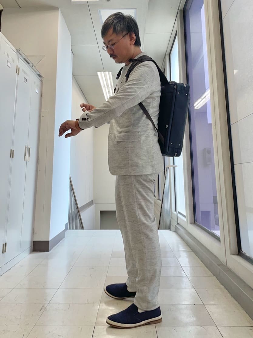 MAKOTO AIさんの「TAKEO KIKUCHI｜【尾州織】リネンブレンド メッシュ ジャケット」を使ったコーディネート