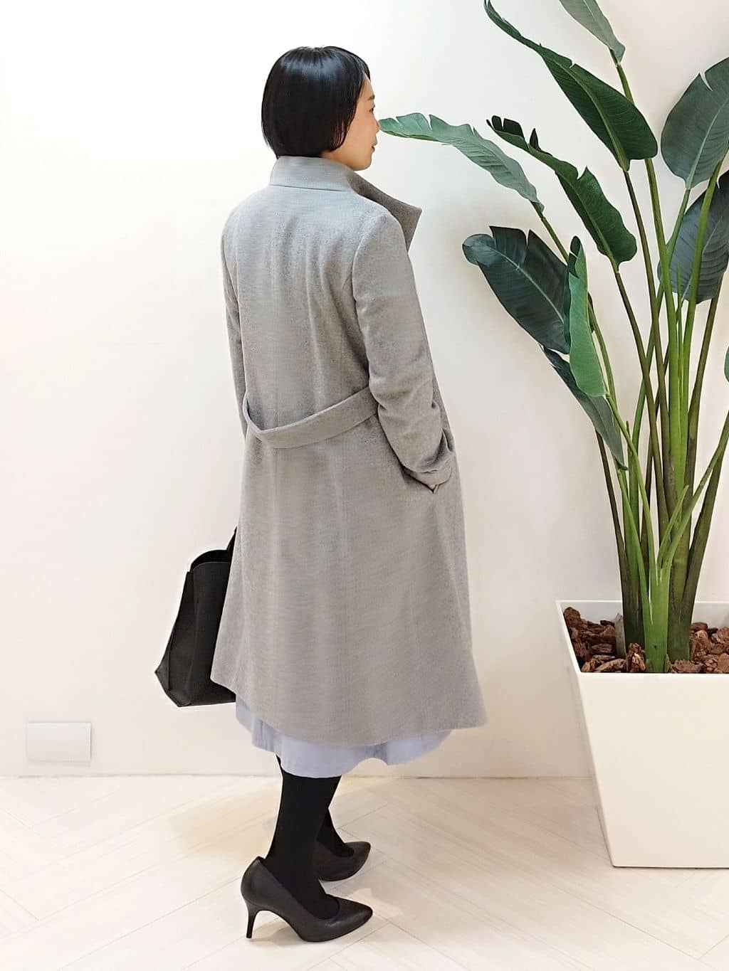s u g iさんの「UNTITLED｜【日本製／2WAY衿】スタンドカラー ロングコート」を使ったコーディネート