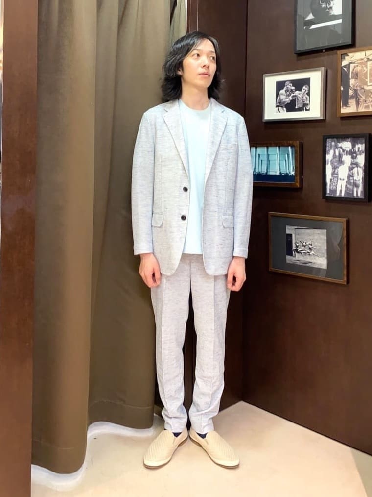 コバヤシさんの「TAKEO KIKUCHI｜【尾州織】リネンブレンド メッシュパンツ」を使ったコーディネート