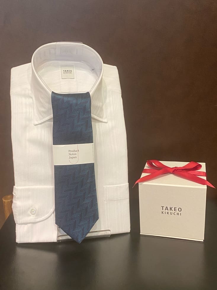 かわぴーさんの「TAKEO KIKUCHI｜【Made in JAPAN】矢絣（やがすり）シルクネクタイ」を使ったコーディネート