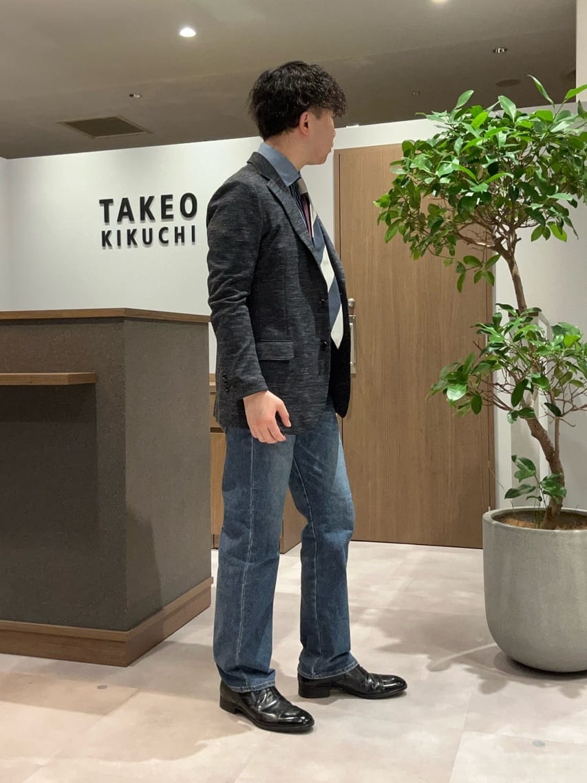 コウノ モトヤさんの「TAKEO KIKUCHI｜【尾州織】リネンブレンド メッシュ ジャケット」を使ったコーディネート
