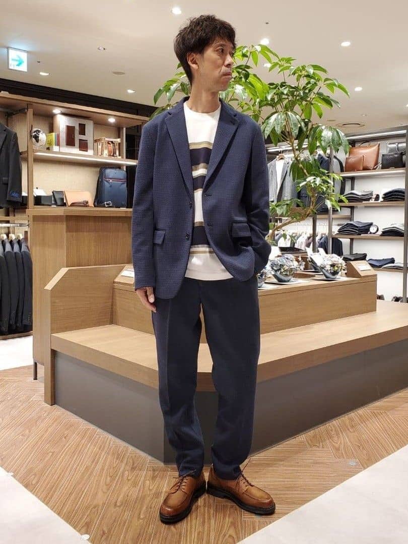 ishidaさんの「TAKEO KIKUCHI｜【抗菌防臭】クロスウィーブ ジャケット」を使ったコーディネート