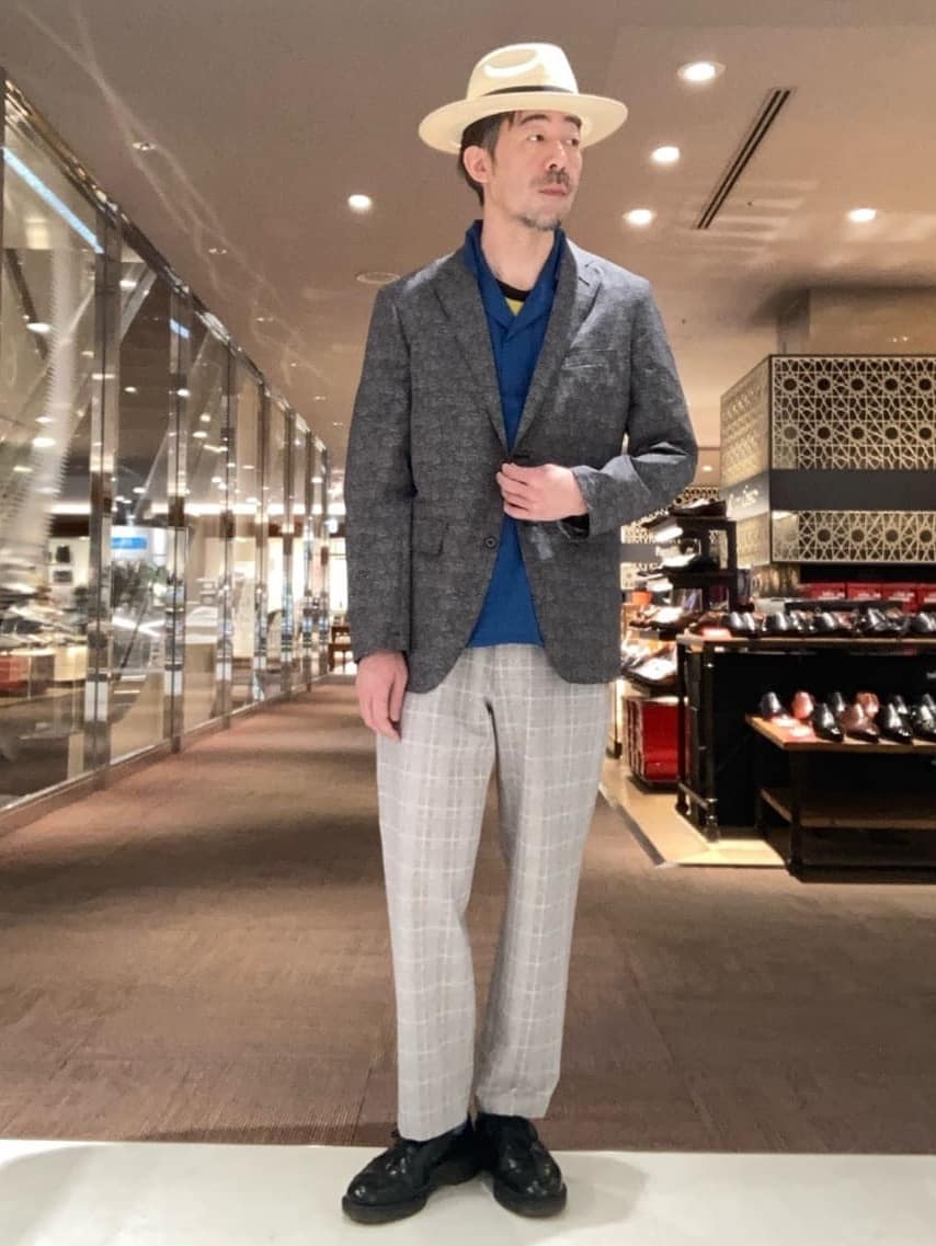 KDDさんの「TAKEO KIKUCHI｜【抗菌防臭】COOL DOTS（R）ドビープリント ジャケット」を使ったコーディネート