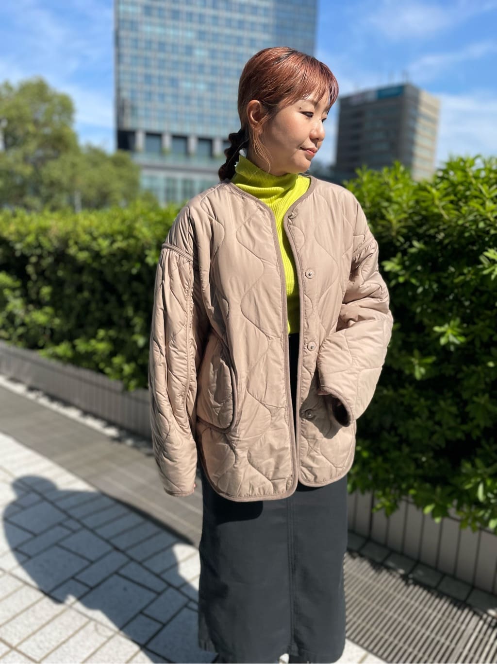 chikoさんの「OPAQUE.CLIP｜オーガニックコットン混 ベイカースカート【洗濯機洗い可／ストレッチ】」を使ったコーディネート