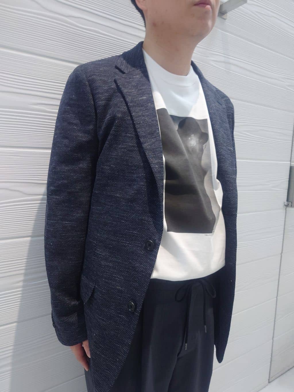 かずさんの「TAKEO KIKUCHI｜【尾州織】リネンブレンド メッシュ ジャケット」を使ったコーディネート