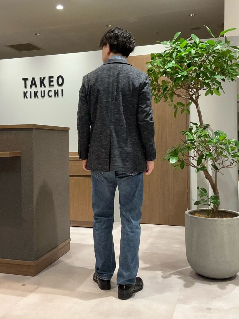 コウノ モトヤさんの「TAKEO KIKUCHI｜【尾州織】リネンブレンド メッシュ ジャケット」を使ったコーディネート