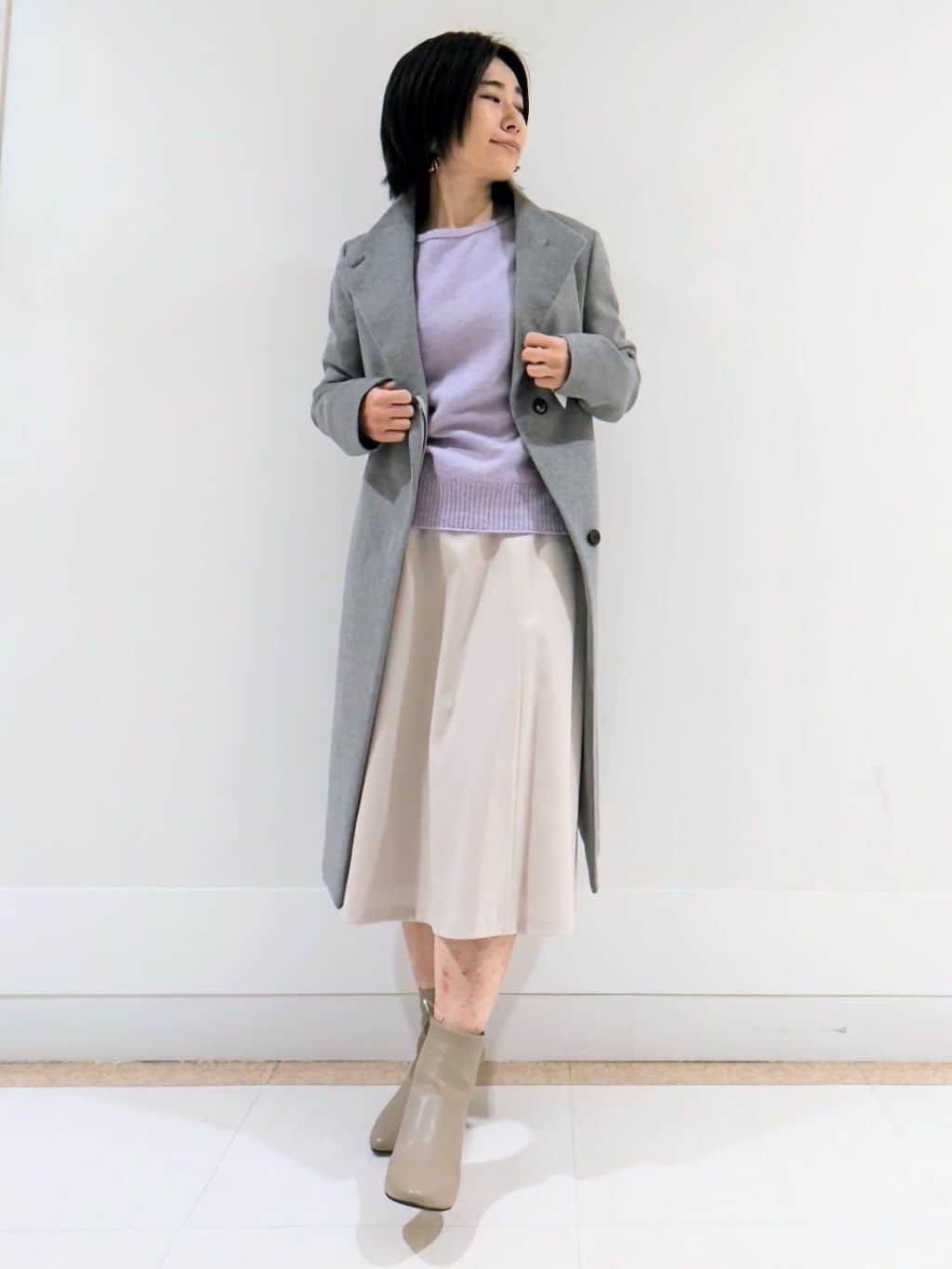 ミズタさんの「UNTITLED｜【日本製／2WAY衿】スタンドカラー ロングコート」を使ったコーディネート