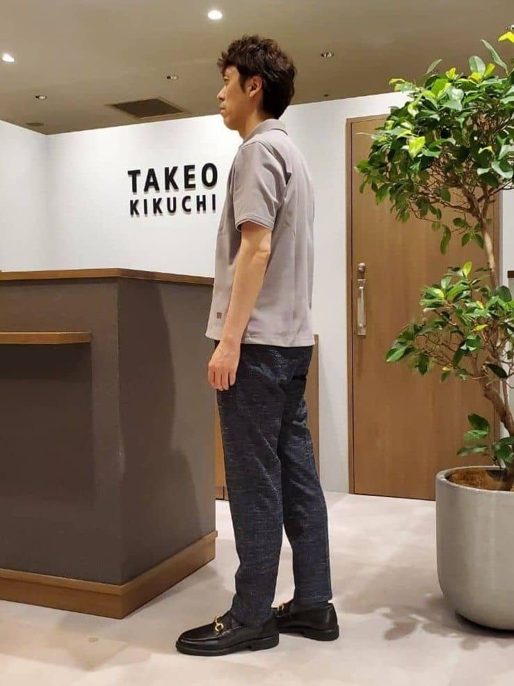 ishidaさんの「TAKEO KIKUCHI｜【尾州織】リネンブレンド メッシュパンツ」を使ったコーディネート