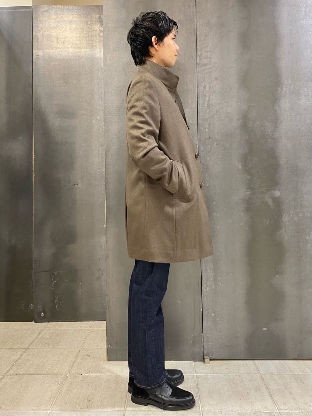 shoumaさんの「TAKEO KIKUCHI｜【ウールカシミヤブレンド】ビーバー調 スタンドカラー コート」を使ったコーディネート