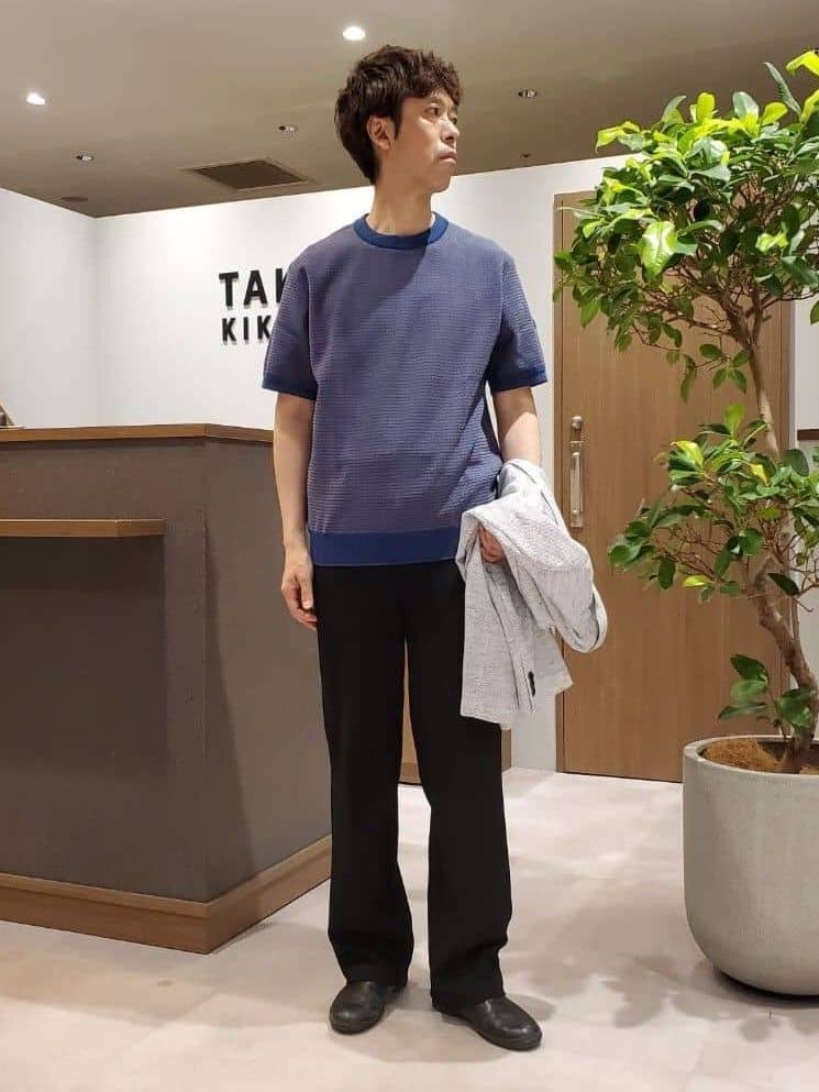 ishidaさんの「TAKEO KIKUCHI｜【尾州織】リネンブレンド メッシュ ジャケット」を使ったコーディネート