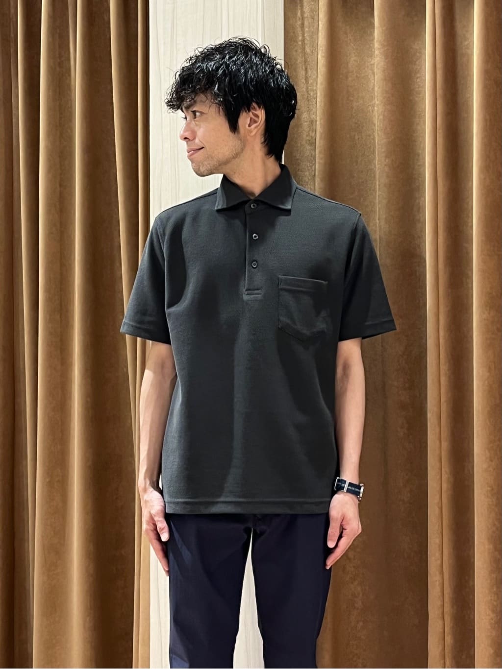 URAさんの「TAKEO KIKUCHI｜【抗菌防臭／9色5サイズ展開】ハニカムメランジ ポロシャツ」を使ったコーディネート