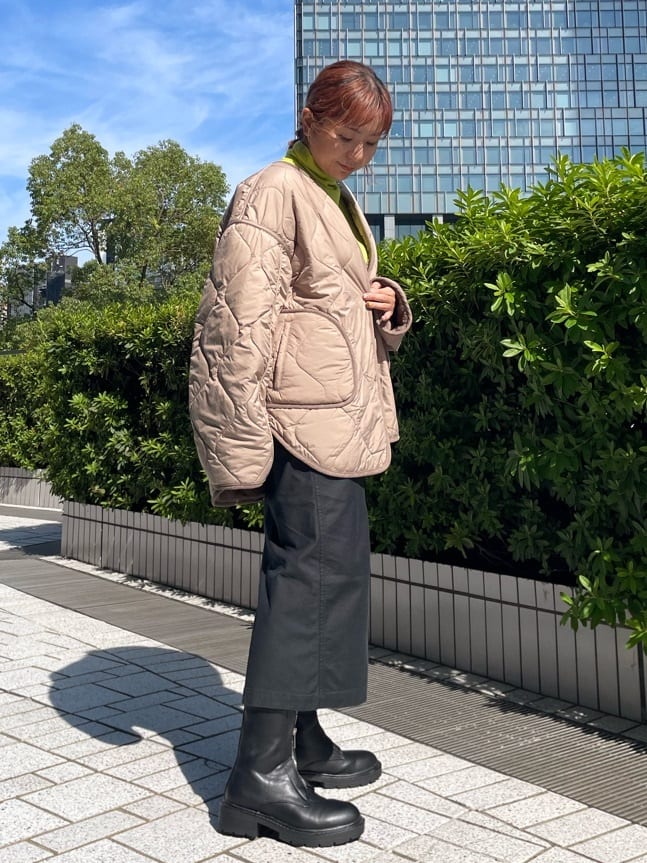 chikoさんの「OPAQUE.CLIP｜オーガニックコットン混 ベイカースカート【洗濯機洗い可／ストレッチ】」を使ったコーディネート