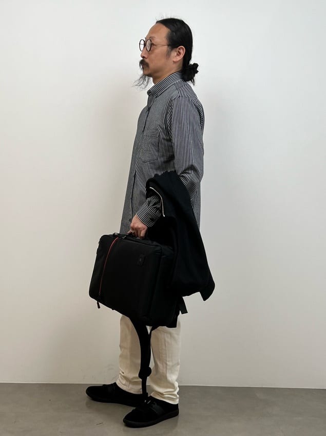 川口(髭長髪)さんの「TAKEO KIKUCHI｜【抗菌防臭/シーズンレス】シアサッカー ジャージシャツ」を使ったコーディネート