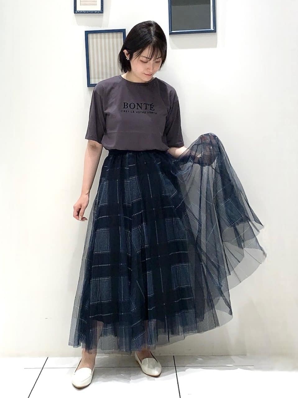 まぁさんさんの「grove｜メタルパーツローファーパンプス【晴雨兼用】」を使ったコーディネート