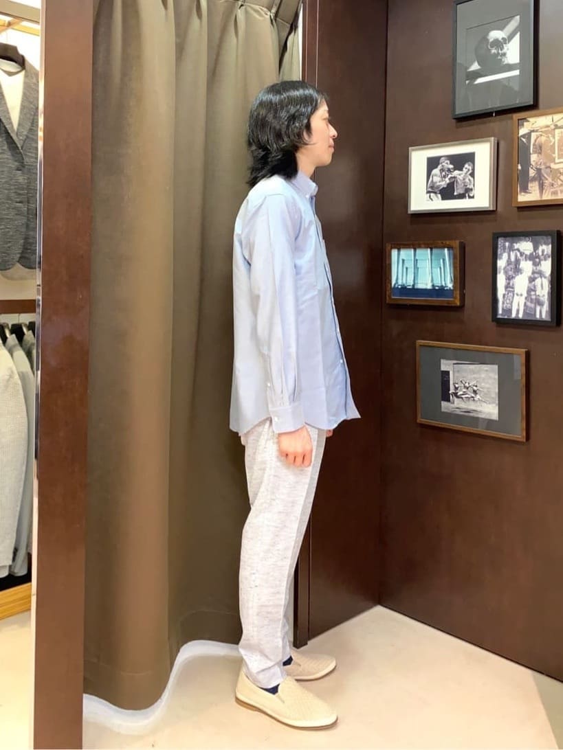 コバヤシさんの「TAKEO KIKUCHI｜【尾州織】リネンブレンド メッシュパンツ」を使ったコーディネート