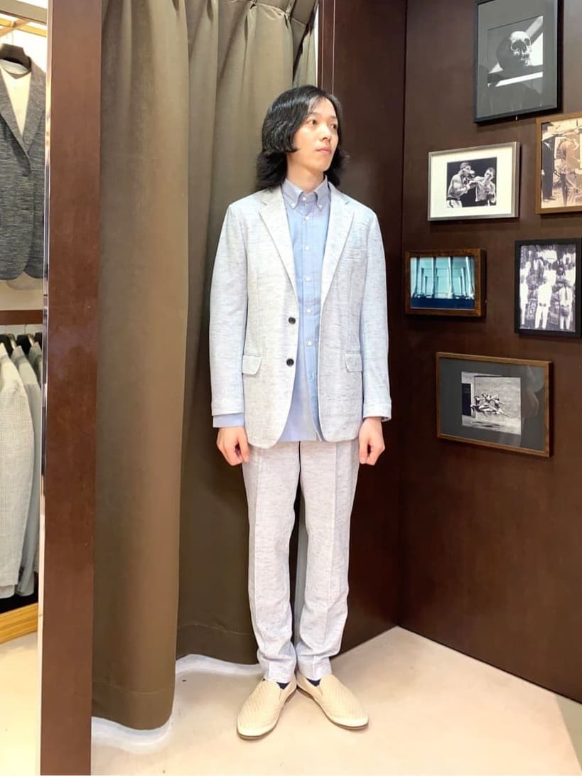 コバヤシさんの「TAKEO KIKUCHI｜【尾州織】リネンブレンド メッシュパンツ」を使ったコーディネート