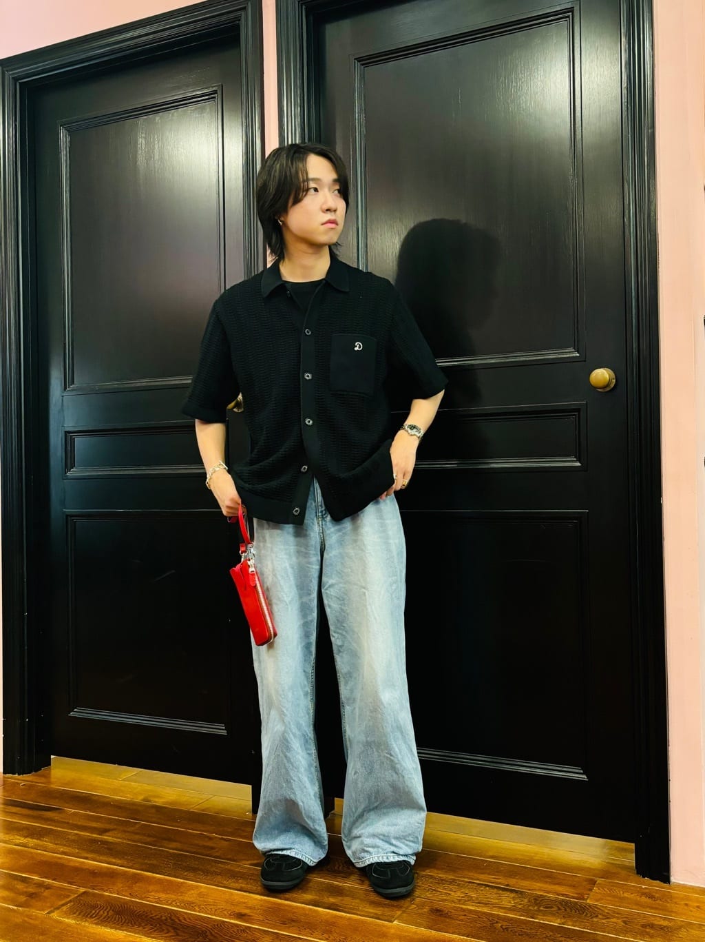 kaminaga さんの「DRESSTERIOR｜ヴィンテージ加工ワイドデニムパンツ」を使ったコーディネート