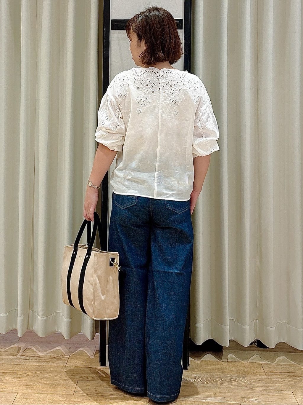 amamaさんの「grove｜【SOMETHING&times;grove別注】LISAWIDE DENIM PANTS」を使ったコーディネート
