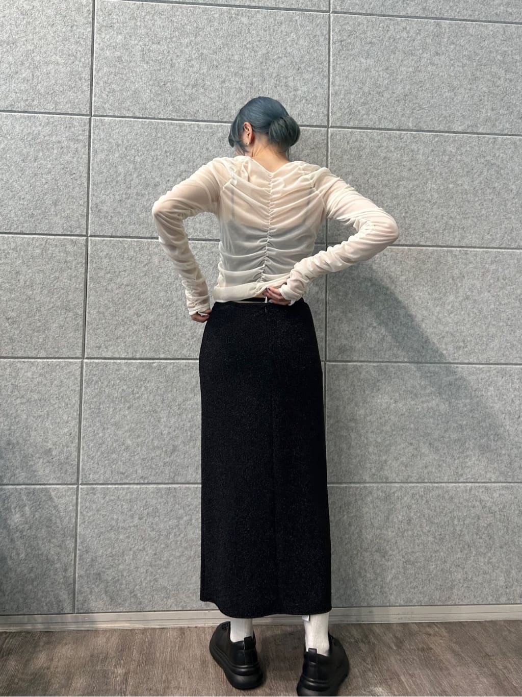 honoka Aさんの「CODE A｜sheer gathered jersey top」を使ったコーディネート