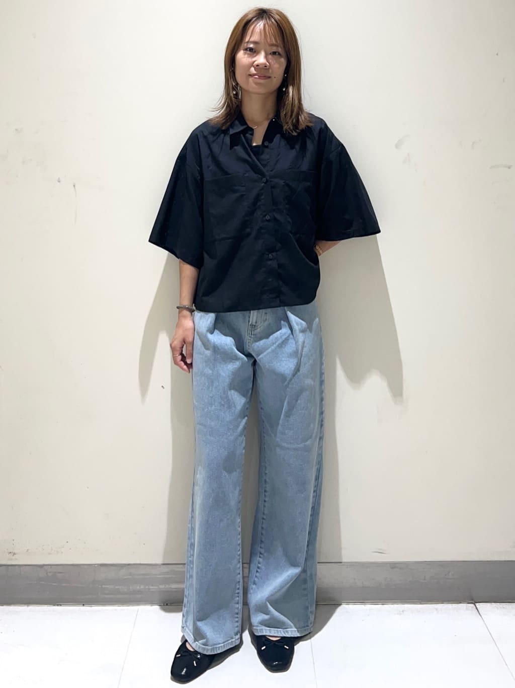 meeさんの「OPAQUE.CLIP｜ワイドストラップリブキャミソール【ストレッチ／洗濯機洗い可】」を使ったコーディネート