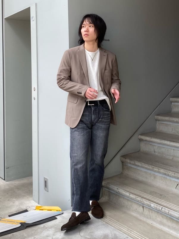 hazuさんの「TAKEO KIKUCHI｜【モンスターストレッチ】日本製 ウォッシュド デニムパンツ」を使ったコーディネート