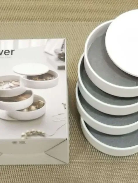 アクセサリートレイ 筒状 回転式 4段 フェルトマット おしゃれ シンプル ◇tower タワー アクセサリートレー 4段（インテリアアクセサリー