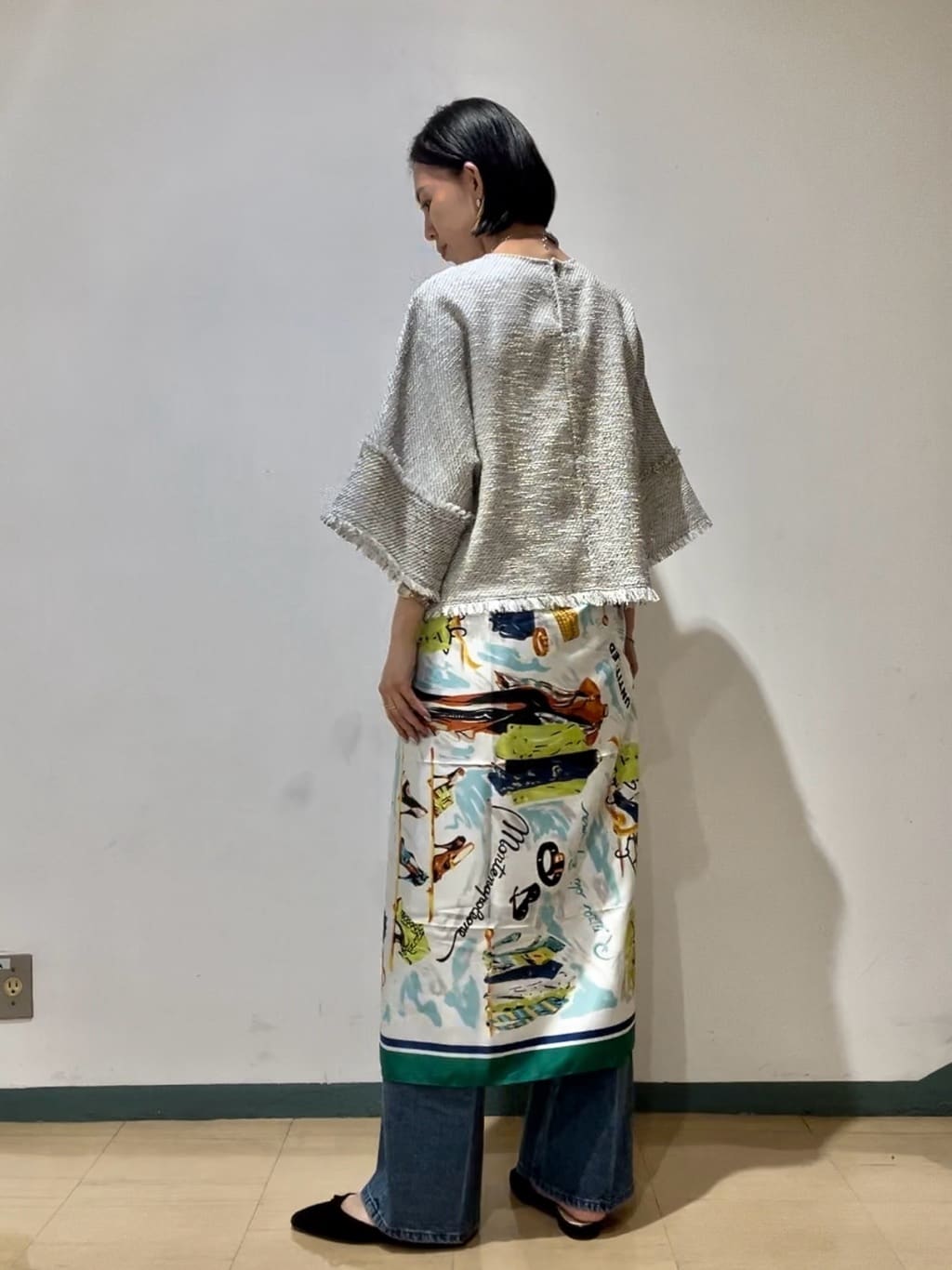 RISAさんの「UNTITLED｜【古畑星夏さん着用】トルソープリントスカーフ」を使ったコーディネート