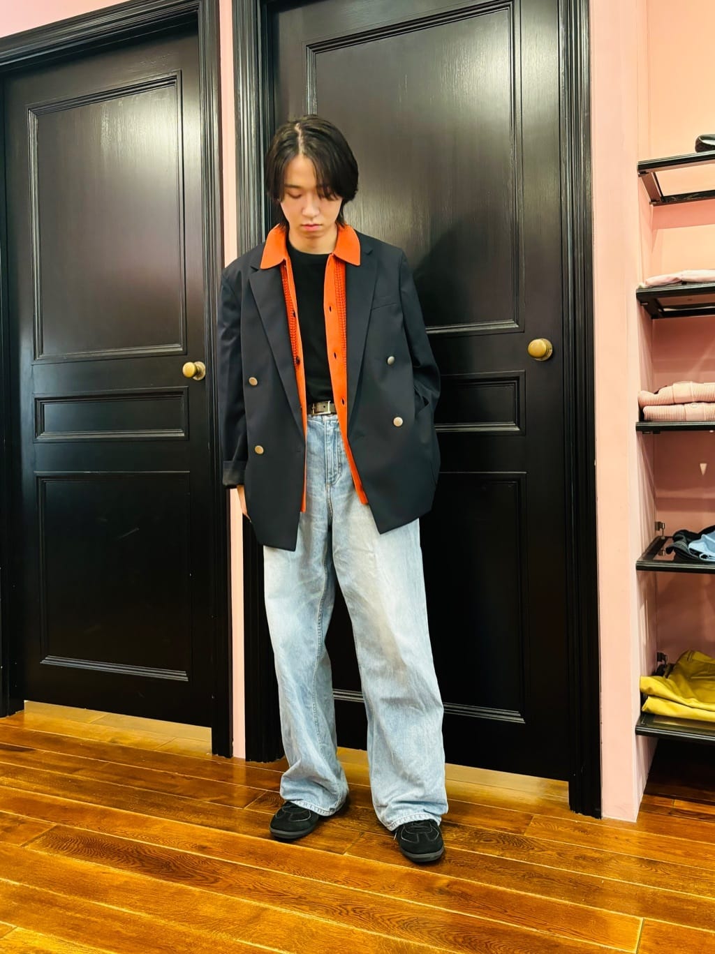 kaminaga さんの「DRESSTERIOR｜ヴィンテージ加工ワイドデニムパンツ」を使ったコーディネート