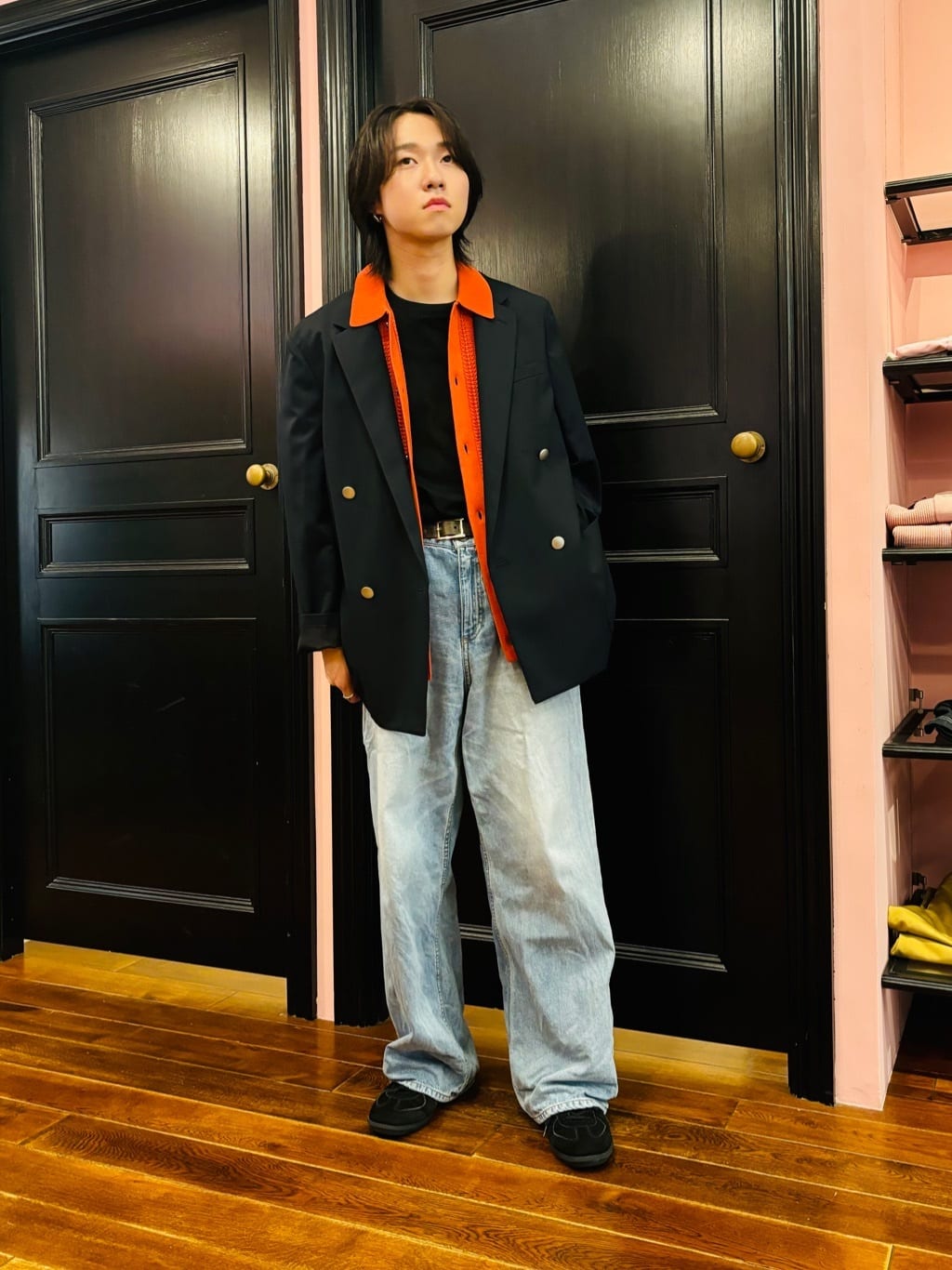kaminaga さんの「DRESSTERIOR｜ヴィンテージ加工ワイドデニムパンツ」を使ったコーディネート