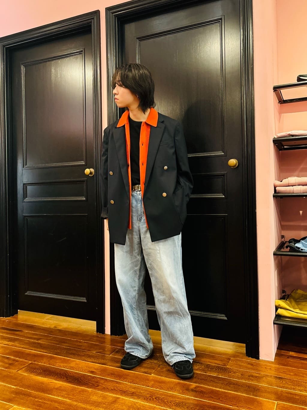kaminaga さんの「DRESSTERIOR｜ヴィンテージ加工ワイドデニムパンツ」を使ったコーディネート