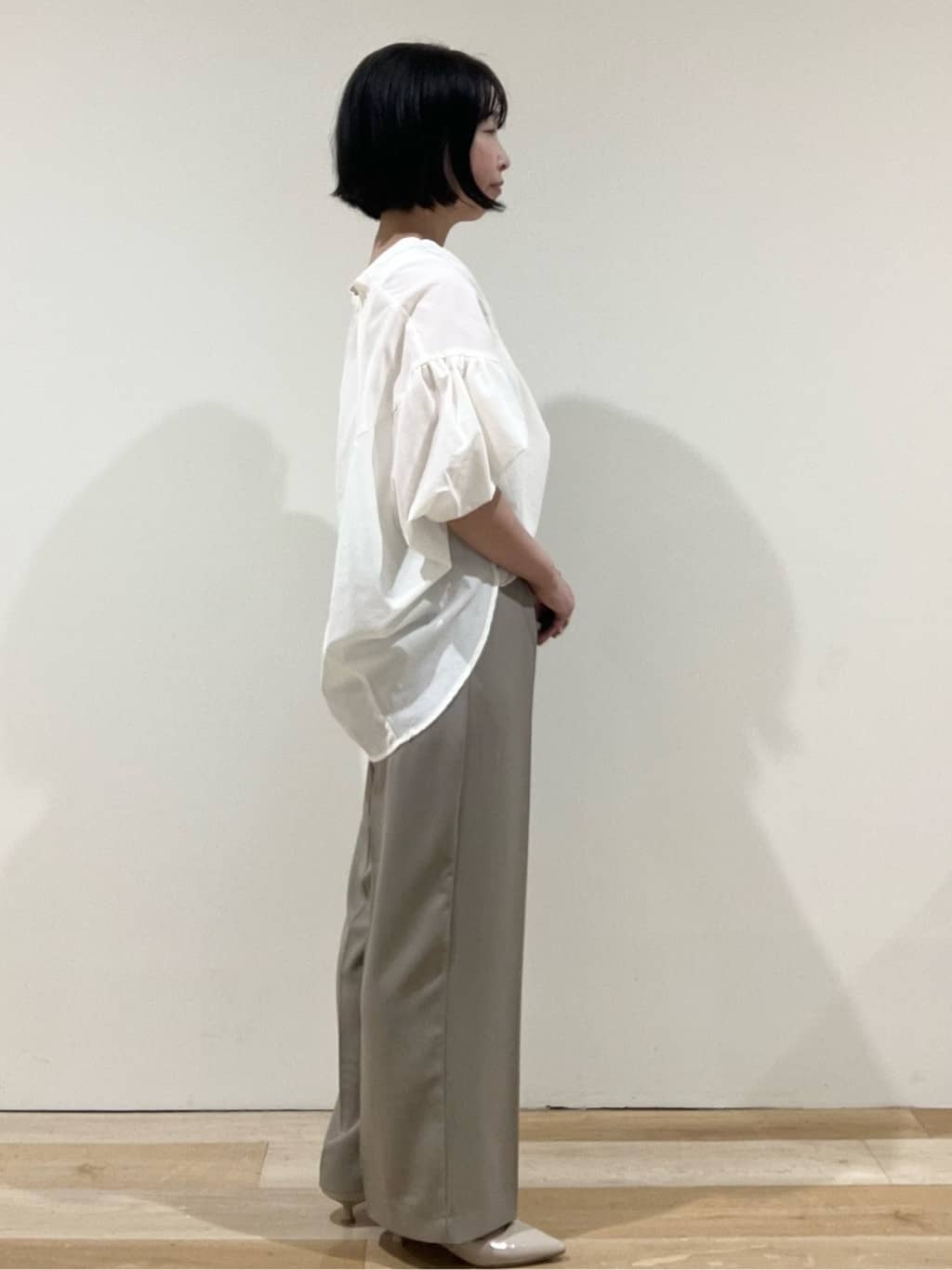 T.eさんの「OPAQUE.CLIP｜ワイドストラップリブキャミソール【ストレッチ／洗濯機洗い可】」を使ったコーディネート