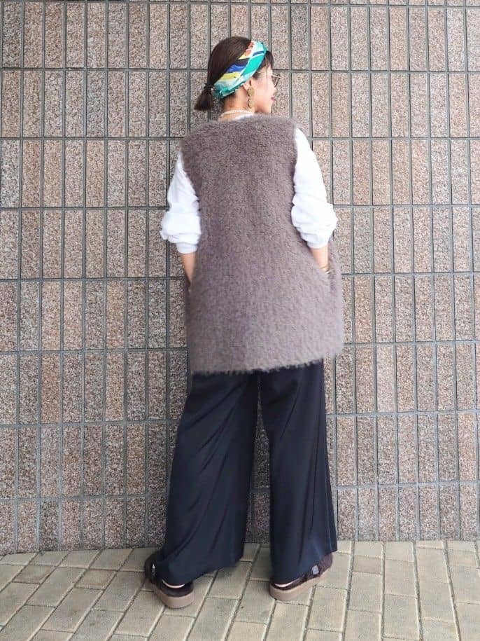 MUTSUKOさんの「UNTITLED｜【古畑星夏さん着用】トルソープリントスカーフ」を使ったコーディネート