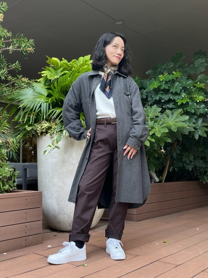 みちゃおさんの「TAKEO KIKUCHI｜【Made in JAPAN】播州織 ストレッチ パンツ」を使ったコーディネート