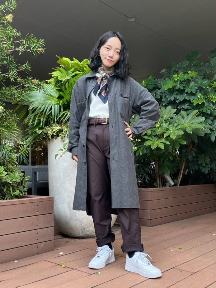 みちゃおさんの「TAKEO KIKUCHI｜【Made in JAPAN】播州織 ストレッチ パンツ」を使ったコーディネート