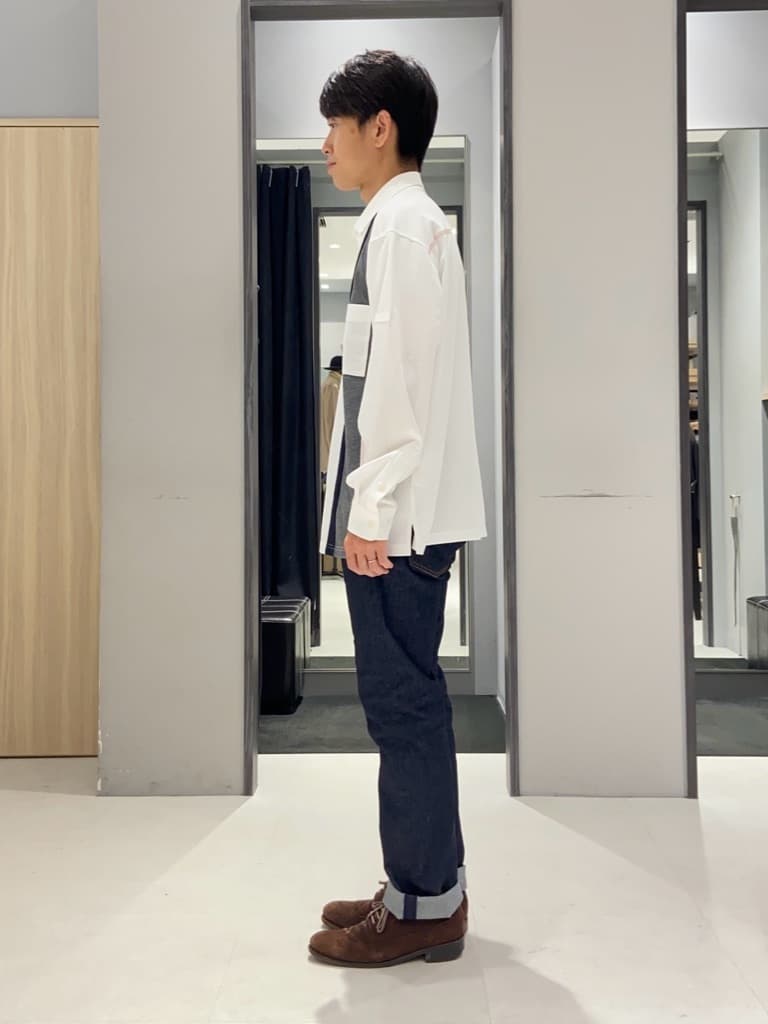 わいずみさんの「TAKEO KIKUCHI｜【モンスターストレッチ】日本製 ワンウォッシュ デニムパンツ」を使ったコーディネート